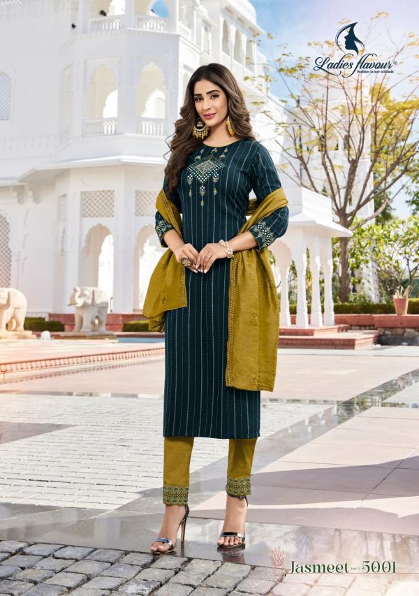 Ladies Flavour Jasmeet Vol 5 New Rayon Kurti With Bottom Dupatta Collection